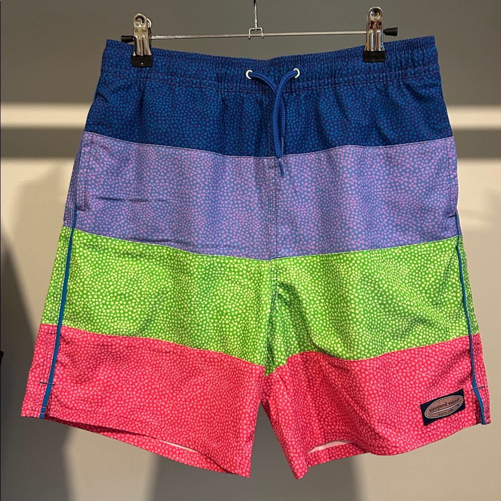 Vineyard Vines boys swim trunks. Neon dot design. Size Large/16. Like new!